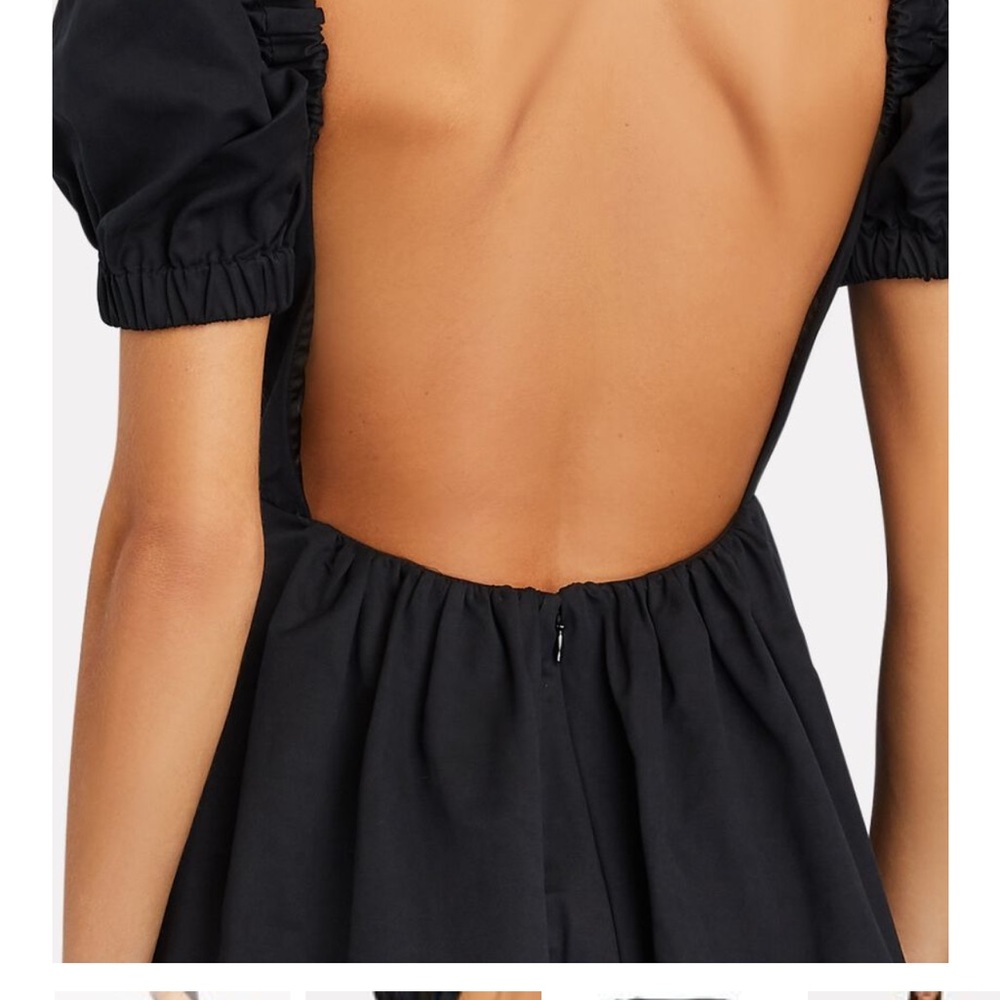 NWT $495 STAUD Alix Maxi Black Dress Puff Sleeves Size 2 Open Back - Picture 11 of 16